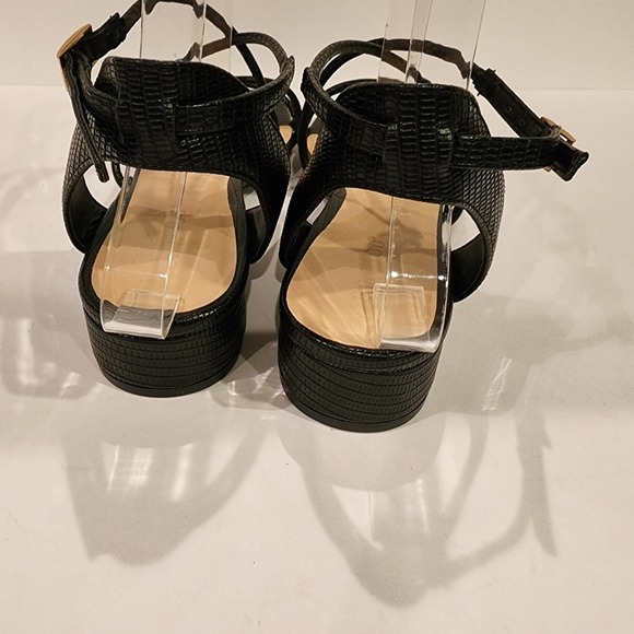 nwot BAMBOO Black Lizard embossed Strappy block heel Sandals SIZE 10M - Picture 2 of 10